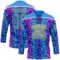 Custom Powder Blue Pink Gold-White Leopard Print Neon Hockey Lace Neck Jersey