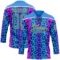 Custom Powder Blue Pink Gold-White Leopard Print Neon Hockey Lace Neck Jersey