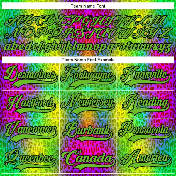 Custom Aurora Green Pink Black-White Leopard Print Neon Hockey Lace Neck Jersey