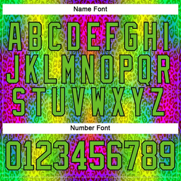 Custom Aurora Green Pink Black-White Leopard Print Neon Hockey Lace Neck Jersey