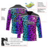 Custom Pink Black Blue-White Leopard Print Neon Hockey Lace Neck Jersey