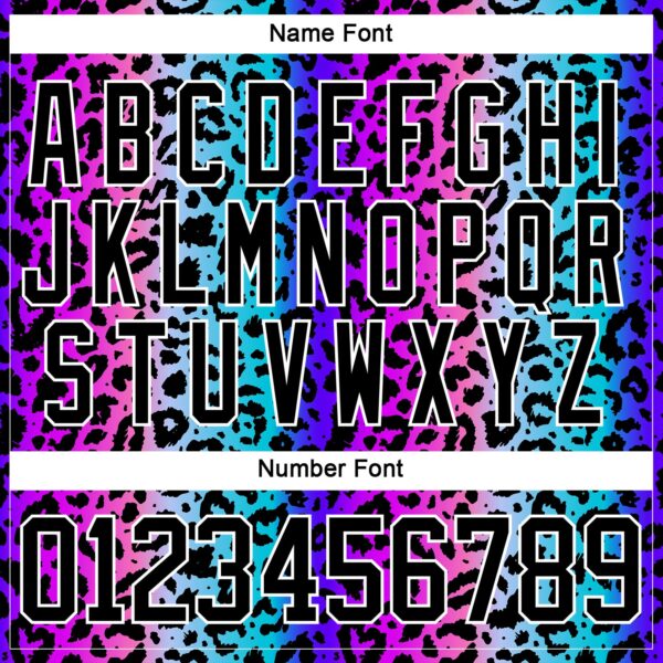 Custom Pink Black Blue-White Leopard Print Neon Hockey Lace Neck Jersey