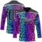 Custom Pink Black Blue-White Leopard Print Neon Hockey Lace Neck Jersey