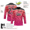 Custom Pink Black-White Zebra Print Hockey Lace Neck Jersey