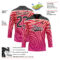 Custom Pink Black-White Zebra Print Hockey Lace Neck Jersey