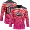 Custom Pink Black-White Zebra Print Hockey Lace Neck Jersey