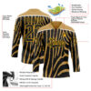 Custom Old Gold Black Gold-White Zebra Print Hockey Lace Neck Jersey