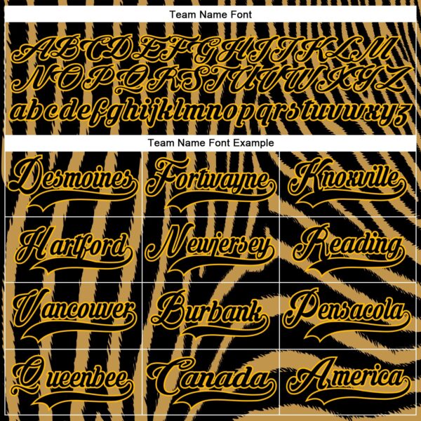 Custom Old Gold Black Gold-White Zebra Print Hockey Lace Neck Jersey