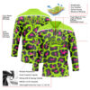 Custom Neon Green Pink Black-White Leopard Print Neon Hockey Lace Neck Jersey