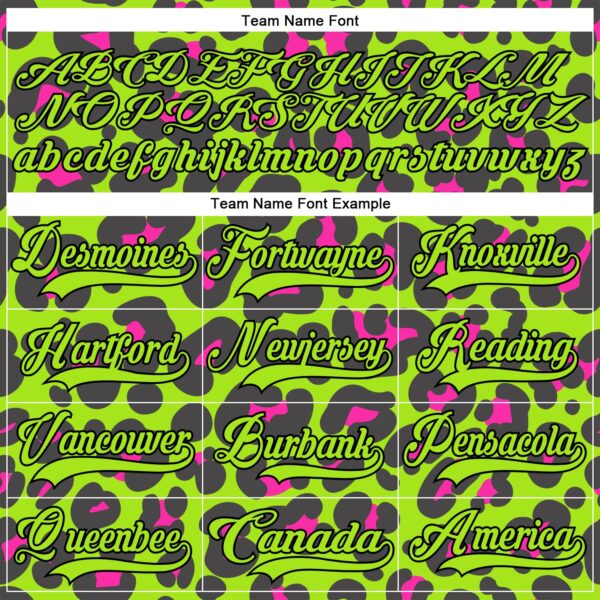 Custom Neon Green Pink Black-White Leopard Print Neon Hockey Lace Neck Jersey