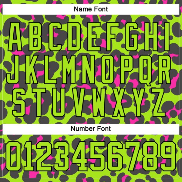 Custom Neon Green Pink Black-White Leopard Print Neon Hockey Lace Neck Jersey