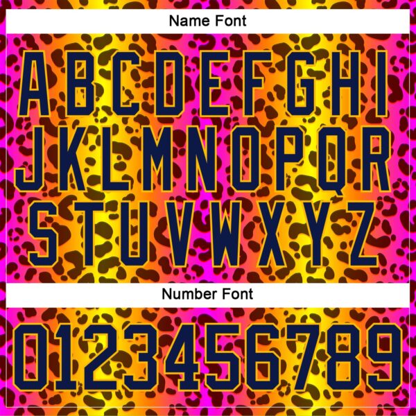Custom Gold Navy-Pink Leopard Print Neon Hockey Lace Neck Jersey