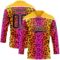 Custom Gold Navy-Pink Leopard Print Neon Hockey Lace Neck Jersey