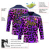 Custom Purple Navy Pink-Gold Leopard Print Neon Hockey Lace Neck Jersey