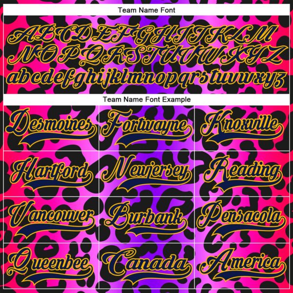 Custom Purple Navy Pink-Gold Leopard Print Neon Hockey Lace Neck Jersey