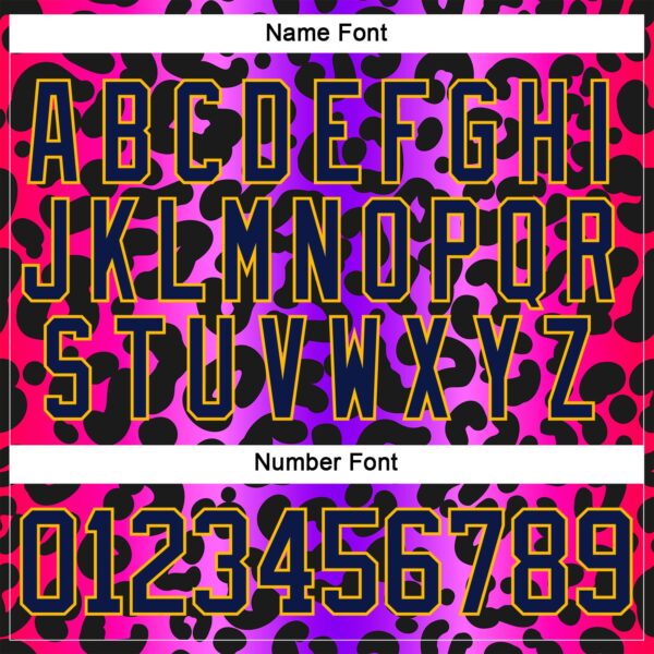 Custom Purple Navy Pink-Gold Leopard Print Neon Hockey Lace Neck Jersey