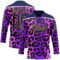Custom Purple Navy Pink-Gold Leopard Print Neon Hockey Lace Neck Jersey