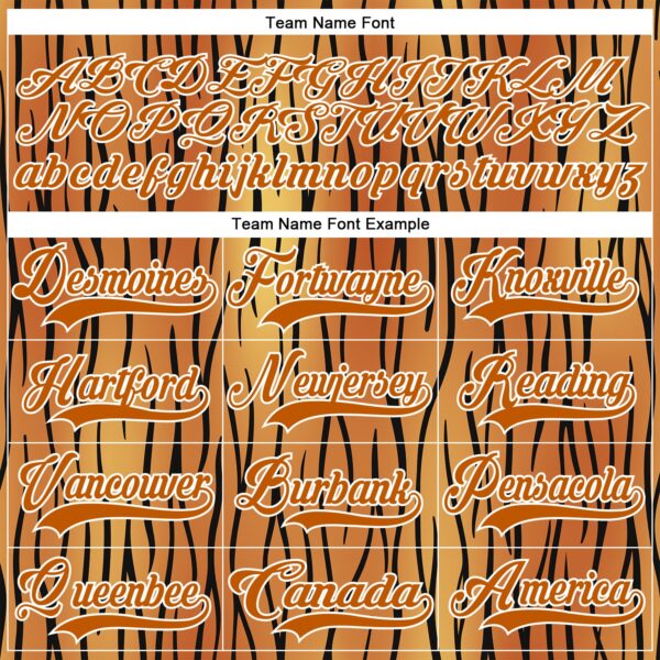 Custom Texas Orange Black-White Tiger Print Hockey Lace Neck Jersey