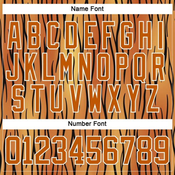 Custom Texas Orange Black-White Tiger Print Hockey Lace Neck Jersey