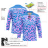 Custom Pink Powder Blue-White Leopard Print Neon Hockey Lace Neck Jersey