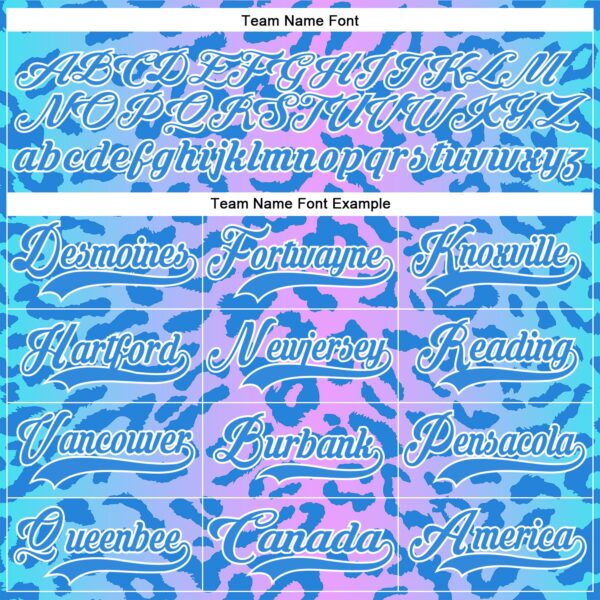 Custom Pink Powder Blue-White Leopard Print Neon Hockey Lace Neck Jersey