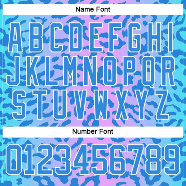 Custom Pink Powder Blue-White Leopard Print Neon Hockey Lace Neck Jersey