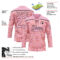 Custom Light Pink Black Leopard Print Neon Hockey Lace Neck Jersey