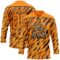 Custom Bay Orange Black Tiger Print Neon Hockey Lace Neck Jersey