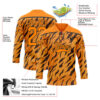 Custom Bay Orange Black Tiger Print Neon Hockey Lace Neck Jersey