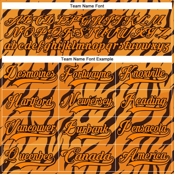 Custom Bay Orange Black Tiger Print Neon Hockey Lace Neck Jersey