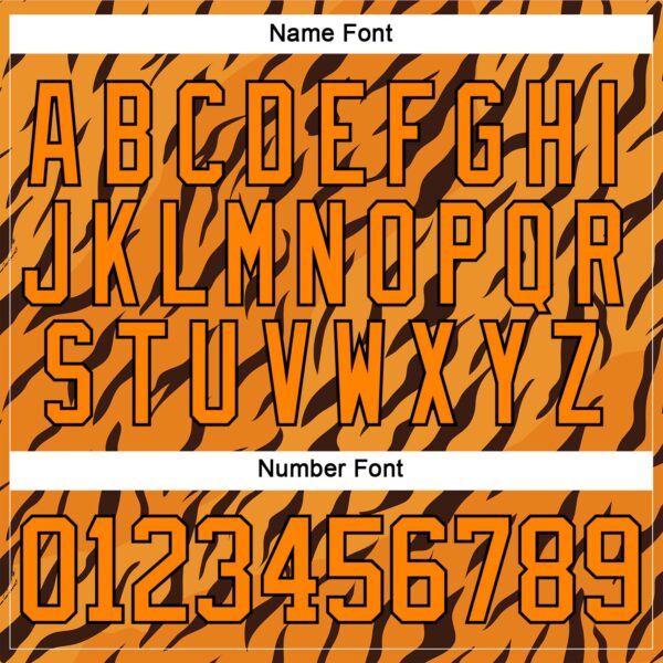 Custom Bay Orange Black Tiger Print Neon Hockey Lace Neck Jersey