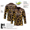Custom Brown White Giraffe Print Neon Hockey Lace Neck Jersey