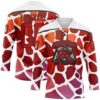 Custom White Red-Black Gradient Giraffe Print Neon Hockey Lace Neck Jersey