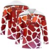 Custom White Red-Black Gradient Giraffe Print Neon Hockey Lace Neck Jersey