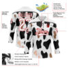 Custom White Black-Red Cow Print Neon Hockey Lace Neck Jersey