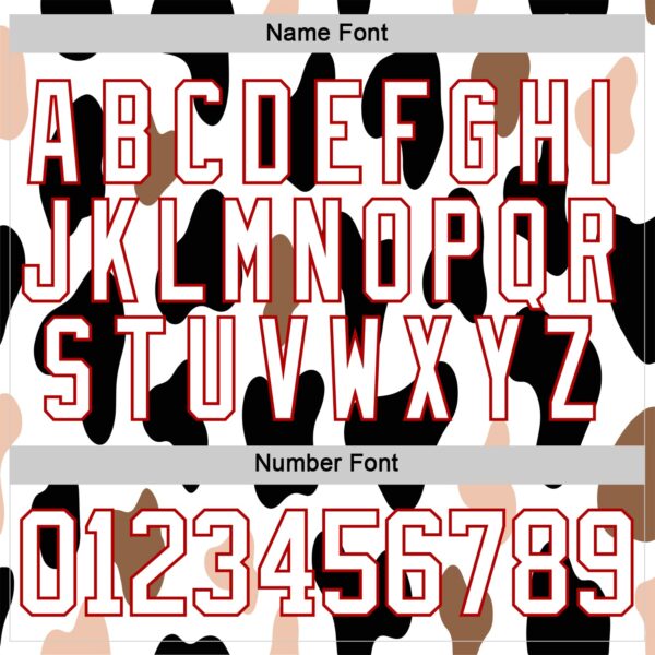 Custom White Black-Red Cow Print Neon Hockey Lace Neck Jersey