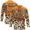 Custom Cream Bay Orange-Black Leopard Print Neon Hockey Lace Neck Jersey