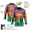 Custom Black Bay Orange Purple Pink Green-White Zebra Print Neon Hockey Lace Neck Jersey