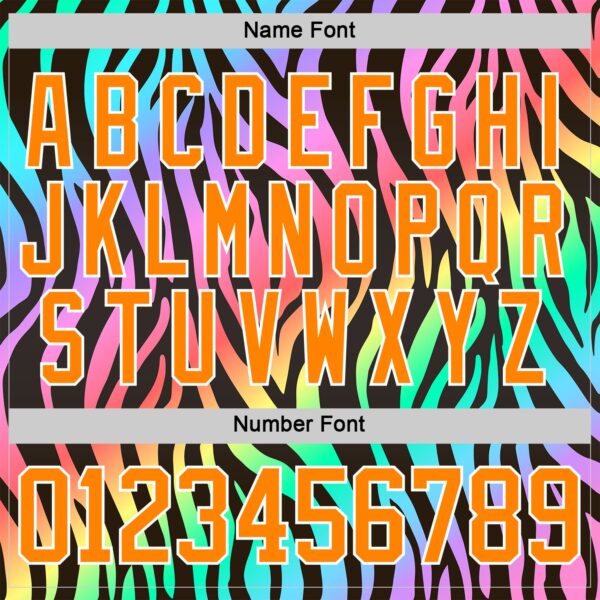 Custom Black Bay Orange Purple Pink Green-White Zebra Print Neon Hockey Lace Neck Jersey