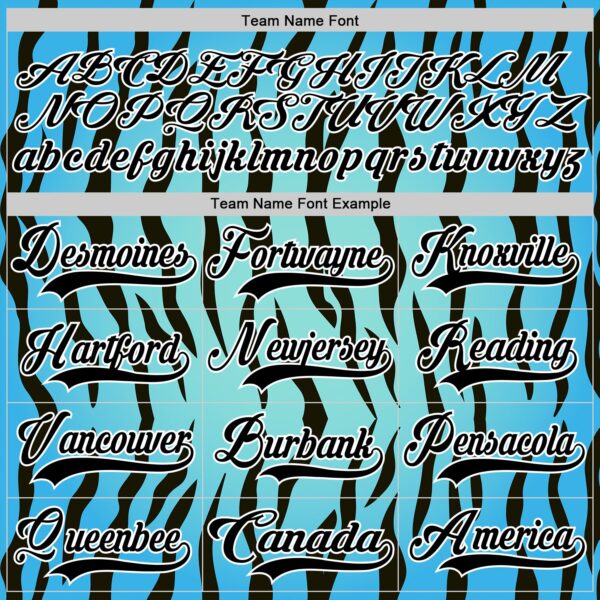 Custom Blue Black-White Tiger Print Hockey Lace Neck Jersey