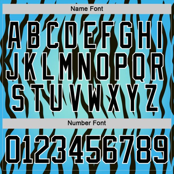 Custom Blue Black-White Tiger Print Hockey Lace Neck Jersey