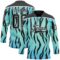 Custom Blue Black-White Tiger Print Hockey Lace Neck Jersey