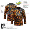 Custom Orange Black-White Leopard Print Hockey Lace Neck Jersey