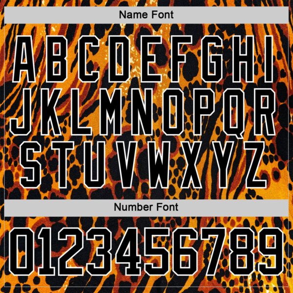 Custom Orange Black-White Leopard Print Hockey Lace Neck Jersey