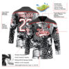 Custom Black White-Red Snake Skin Print Hockey Lace Neck Jersey