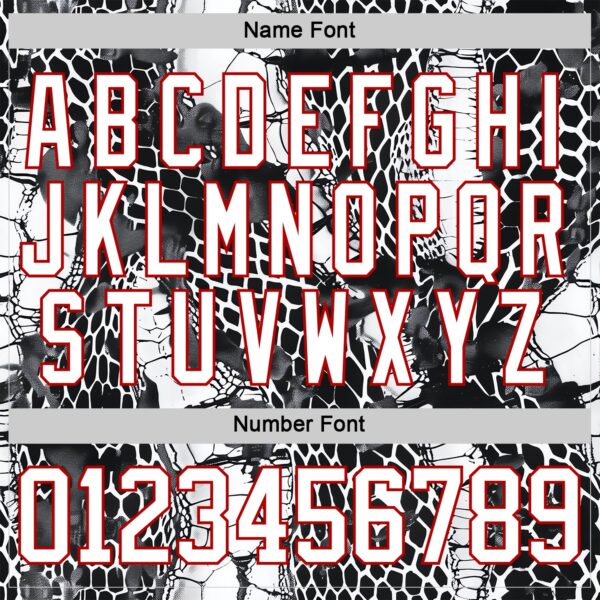 Custom Black White-Red Snake Skin Print Hockey Lace Neck Jersey