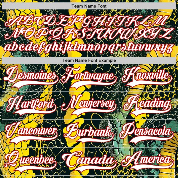 Custom Black White Yellow-Red Snake Skin Print Hockey Lace Neck Jersey