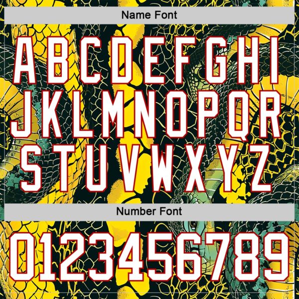 Custom Black White Yellow-Red Snake Skin Print Hockey Lace Neck Jersey