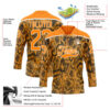 Custom Bay Orange Black-White Snake Skin Print Hockey Lace Neck Jersey