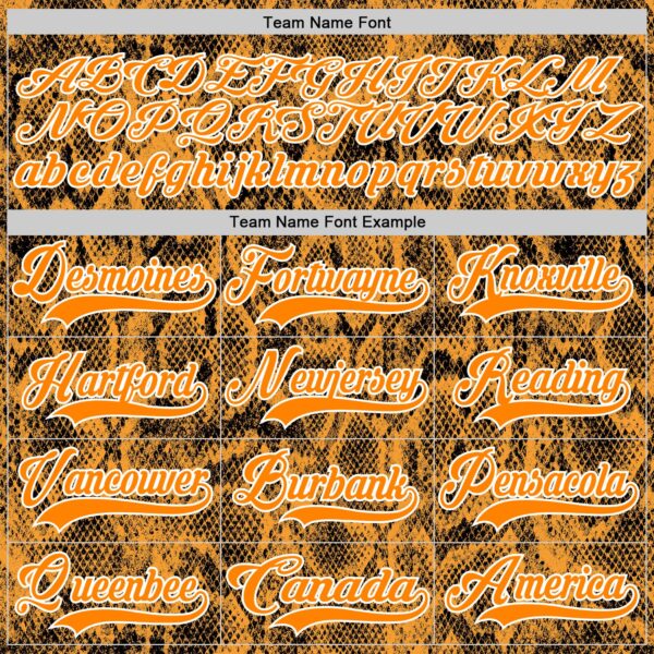 Custom Bay Orange Black-White Snake Skin Print Hockey Lace Neck Jersey